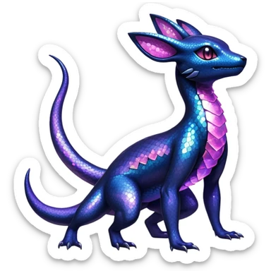 Sparkly Iridescent Shiny Salandit-Umbreon-Fakémon-hybrid-creature (full body)  sticker