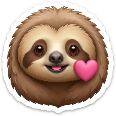 A sloth acting cute with heart shape emojis in the background sticker