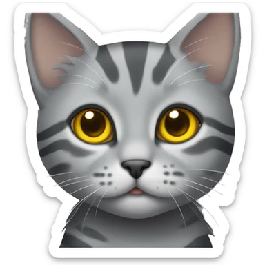 gray kitten with dark gray stripes and yellow eyes of the Scottish breed sticker