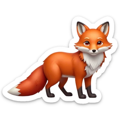 cinematic-noble [fox]-realistic-full-body-standing on all fours-emoji,-tail-tucked-close,-head-tilted-dramatically,-fox-[red]-fur,-simplified-yet-realistic-focused-features,-highly-detailed,-glowing-with-an-almost-sarcastic-glow  expressive eyes sticker