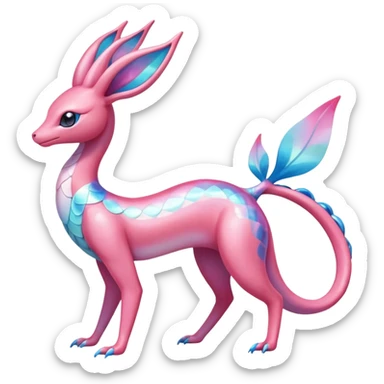 Colorful Iridescent Exotic Amaura-Salazzle-Aurorus-Sylveon-Fakémon-hybrid-creature (full body)  sticker