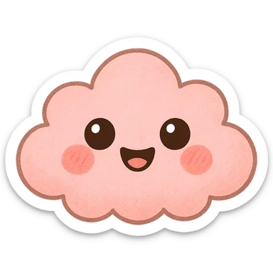 a cute pink cloud, original design, big eyes, blushing cheeks, joyful sticker