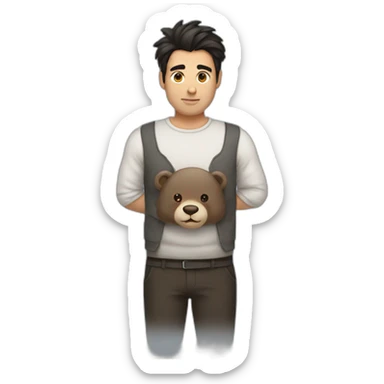 dark hair bun man with bear  sticker