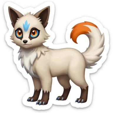Dark dull blackish deep-Brown with Beige, Orange, And Blue Linoone-Absol-Trico-Hybrid (Full body) sticker
