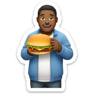 Fat person eating a burger sticker