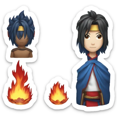 Sukuna with gojo with fire blue and red sticker