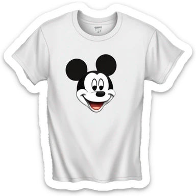 white t-shirt with Mickey head in hand drawn line style  sticker