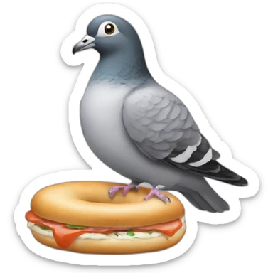 informal pigeon bagel sticker