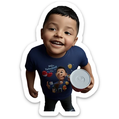 boy enjoying a drink sticker