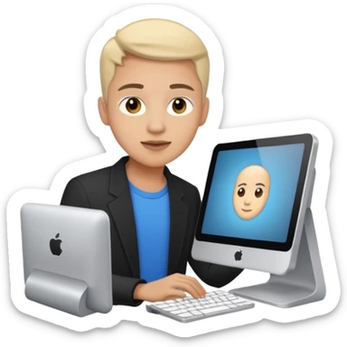 designer with a computer sticker