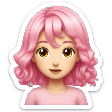 anime girl with big eyes and pink hair sticker