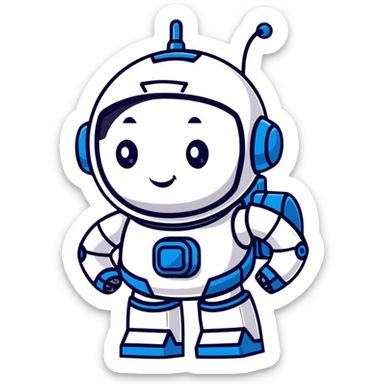 cute robot assistant with helpful pose sticker