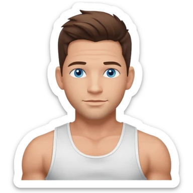 Jeff Timmons blue eyes, brown hair, white tank top sticker