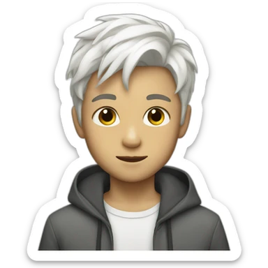 Young boy with white hair sticker