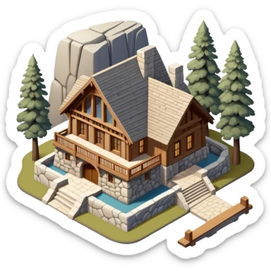 3d realistic isometric ahwahnee lodge yosemite sticker