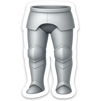 Create matching silver platelegs (leg armor) in the same style as the referenced platebody. The platelegs should be very light silver in color, with no boots and no gold accents. The style should emulate the emoji style with a transparent background. sticker