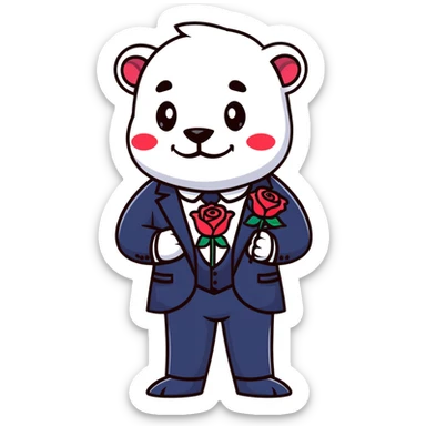 Beast from Beauty and the Beast with human mouth holding the enchanted rose, elegant formal outfit sticker