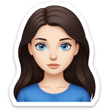 beautiful white girl long dark brown hair , blue eyes sticker