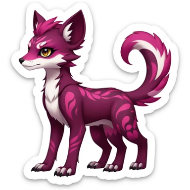 Vibrant dark edgy badass cool Falvie-Fionbri-creature-fursona, full body, with random markings sticker