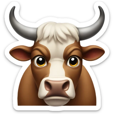 Bull frowning sticker