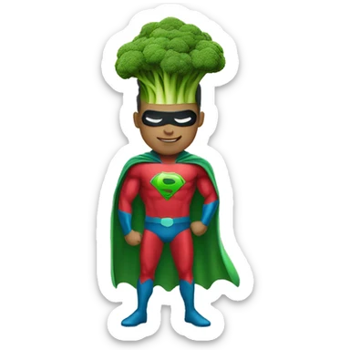 SuperBroccoli as a man in superhero suit sticker