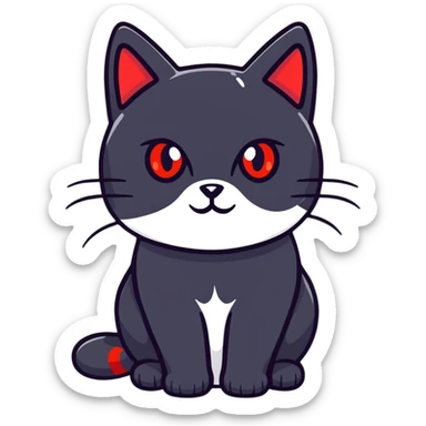 Mysterious black cat with bright red eyes sticker