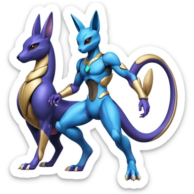 Colorful Shiny Futuristic Mewtwo-Lucario-Anubis full body sticker