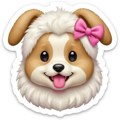 This puppy HEAD 🐶 with a pink bow and tongue out, please in apple ios emoji stylem sticker