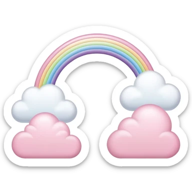 pastel pink rainbow arch with fluffy clouds sticker