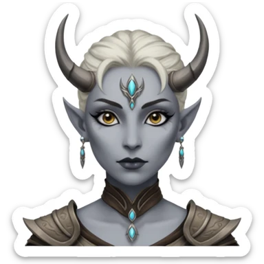ESO female daedra, lashes and earrings, gray skin, warrior sticker