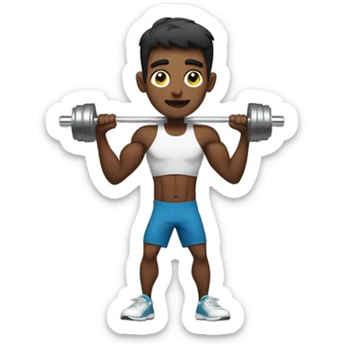 skinny guy training with dumbells behind his head sticker