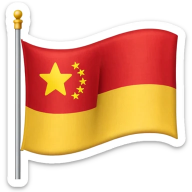 A flag with half yellow and half red sticker
