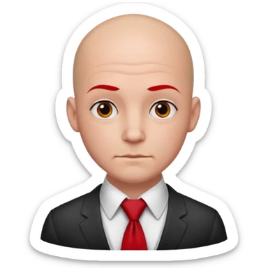 man Bald with red necktie, red dress, tattoos. sticker