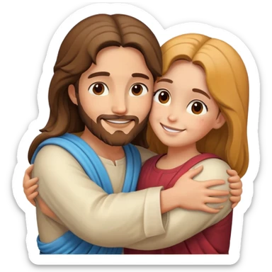 Jesus hugs a girl sticker