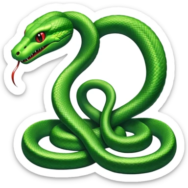 Two green snakes tangled at their tails, facing each other, hissing sticker
