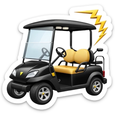 black golf cart with a lightning bolt hitting it sticker