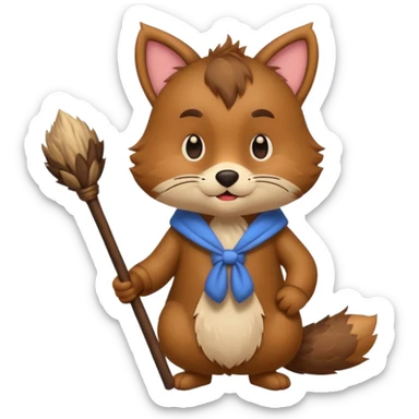A cartoon animal character teaching with stick sticker