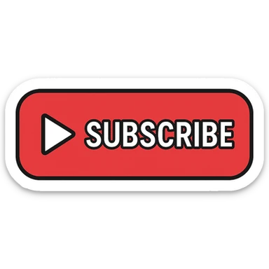 Make the button a vivid YouTube red, keep the white play icon and 'Subscribe' label, minimalist, flat, no gradients, with no background. sticker