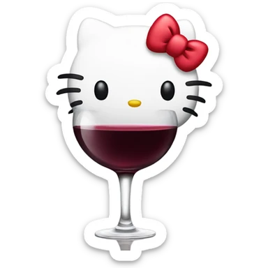 Hello Kitty drinking red wine sticker