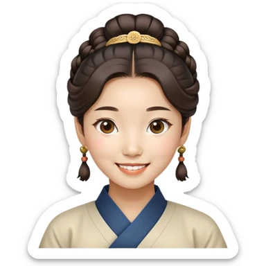 A smiling Korean girl with traditional Korean hairstyle sticker