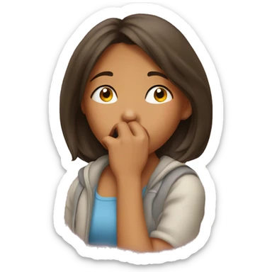 a girl sniffing her nose sticker