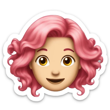 happy pink hair big lips red smile sticker