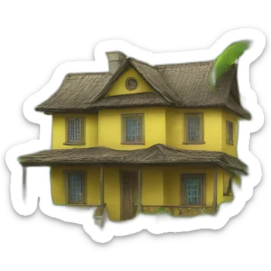 small country house banana trees sticker