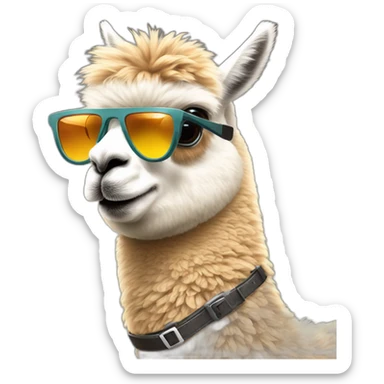 alpaca-with-sun-glass-on-a-rocket sticker