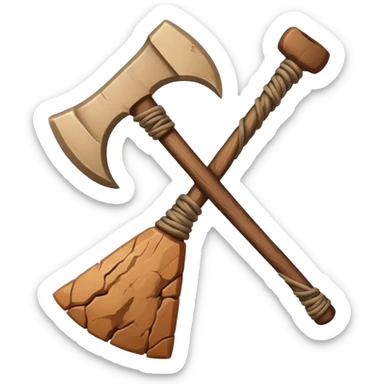 stone ax tied with string sticker