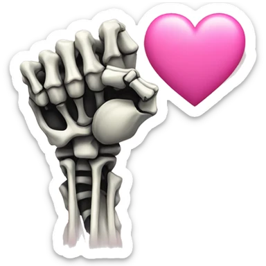Skeleton fist w middle finger up w pink heart sticker