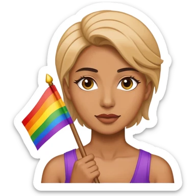 woman with lgbt flag sticker