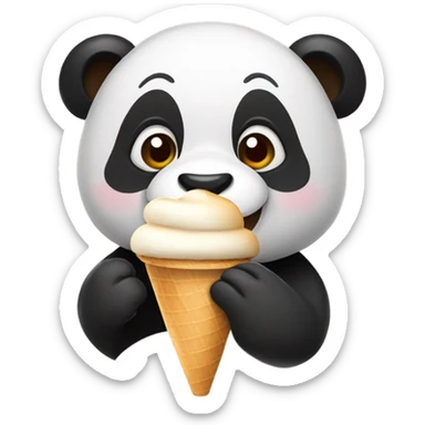 Panda eating ice cream sticker
