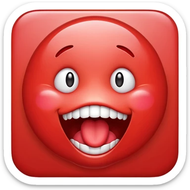 Make the siley emoji to be red and drooling. Make it look realistic sticker