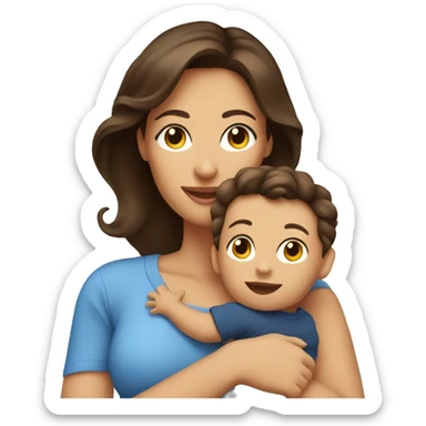 Brunette mom with baby boy sticker